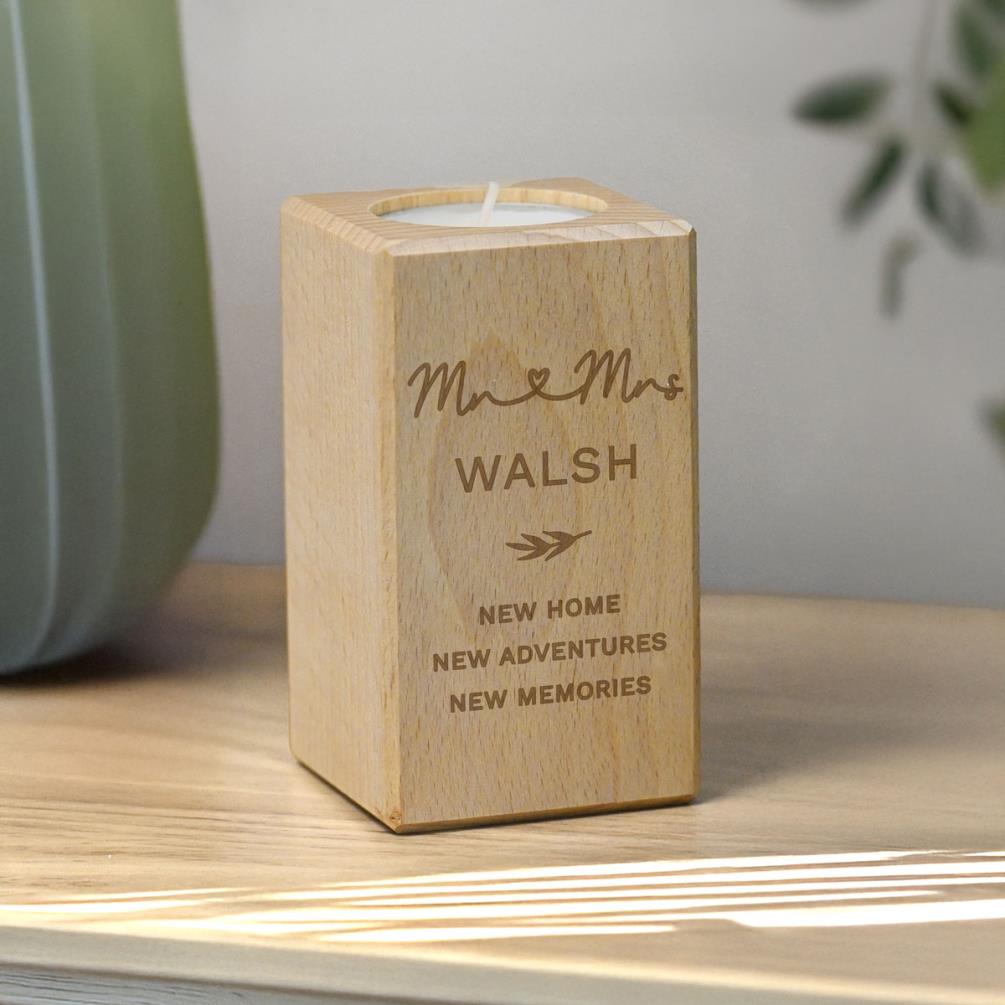 Personalised Wedding Wooden Tealight Holder Extra Image 1